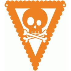 halloween skull and crossbones pennant