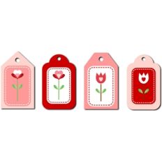 flowers and hearts gift tags