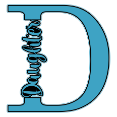 Daughter Word Art SVG | Monogram Letter D with Script