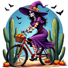 Halloween Witch Bicycle SVG