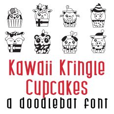 Kawaii Kringle Cupcakes Doodlebat Font