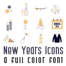 New Years Icons Full Color Font