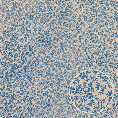 Shabby Vintage Beige Cornflower Blue Floral Monoprint Background