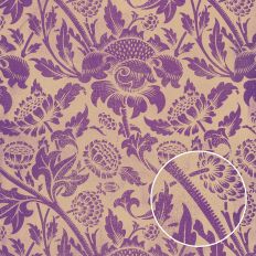 Shabby Vintage Violet Beige Floral Monoprint Background