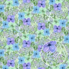 Blue Green Purple Watercolor Flowers Printable Background Pattern by Clikchic Designs