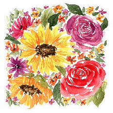 Fall / Autumn Sunflower Roses Daisies Square Floral Printable Print and Cut Arrangement by Clikchic Designs