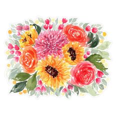 Fall / Autumn Sunflowers Roses Dahlia Watercolor Flowers Arrangement Print and Cut