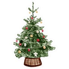 Decorated Christmas Tree Watercolor Christmas Joy Print and Cut