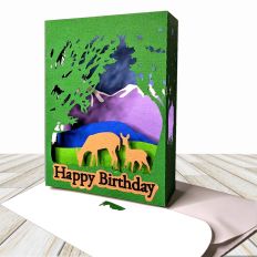 Deer in Forest Shadowbox Card 3D SVG for Silhouette
