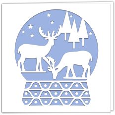 Deer Snow Globe Christmas Holiday Card