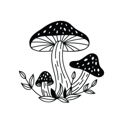 Mushrooms with leaves