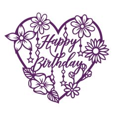 Happy Birthday floral heart