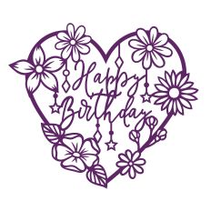 Beautiful floral Happy Birthday heart