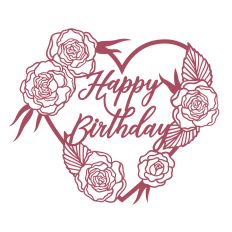 Happy Birthday heart with roses 