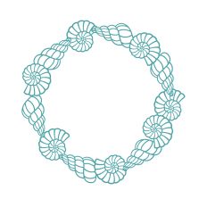 Seashell beach round frame