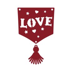Valentine’s Day Love bunting with a tassel