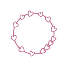 Monogram round frame with hearts