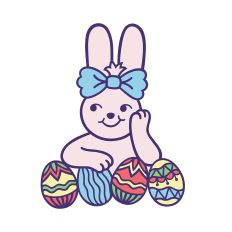 Girl Easter Bunny with Easter eggs