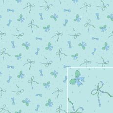 Hand Drawn Coquette Feminine Blue and Green Bows Printable Pattern Background 