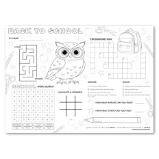 Back To School Kids Activity Sheet Placemat