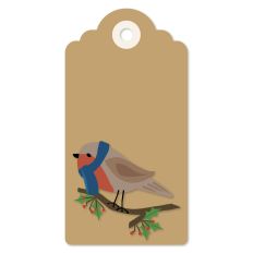 Christmas Gift Tag with Layered Robin on a Holly Tree Branch