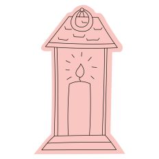 Cozy Hygge Candle in a Lantern Sketch Design