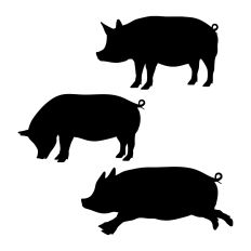 Pig Silhouette Farmyard Animal Three Pigs