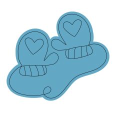 Winter Glove Mittens with a Heart Sketch Design