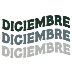 Diciembre December Spanish Retro Wavy Layered Word