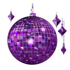 Disco Ball with Ornaments Isolated on White