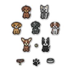 Dog-themed stickers with an embroidered patch effect