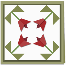 Card Dutch Tulips Four Quilt Block 6x6