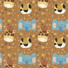 Cute safari animals faces Seamless pattern