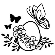 Floral Easter egg with butterflies