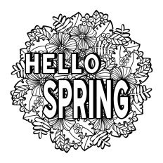 Hello Spring sign with flowers