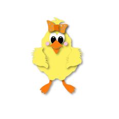 Easter, Spring, Cute Chick with Bow Cut File