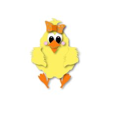 Easter, Spring, Cute Girl Chick - Baby Chick Cut File with Polka Dot Bow