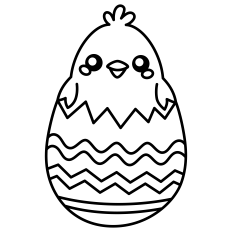 Chick Inside Easter Egg Outline