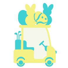 Easter Golf Cart Gift Card Holder With Peeps and Eggs