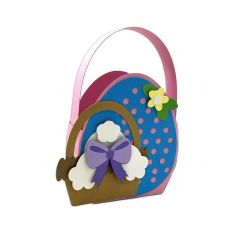Egg Shaped Easter Basket with Bunny Tail and Polka Dots