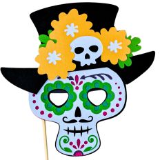 Day of the Dead El Catrin Mask with Hat
