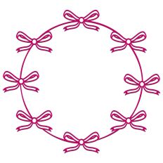 Elegant Ribbon Bow Garland Circle Frame Border