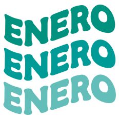 Enero January Spanish Retro Wavy Layered Word