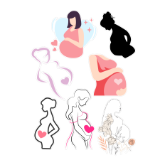 Expecting Mom Sticker Sheet – Pregnancy Silhouettes and Maternity Love Designs