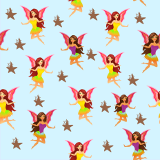 Fairies and stars repeating pattern paper - blue background