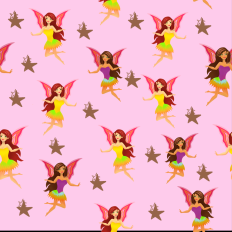 Fairies and stars repeating pattern paper - pink background