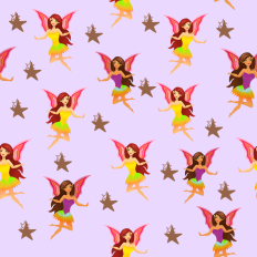 Fairies and stars repeating pattern paper - purple background