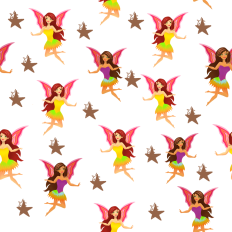 Fairies and stars repeating pattern paper - white background