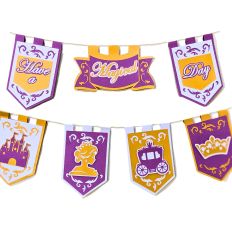 Fairytale Princess Party Banner Layered 3D SVG