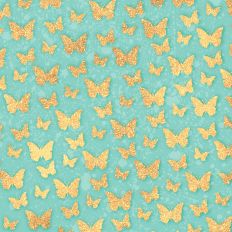 Teal and Gold Glitter Butterflies Background
